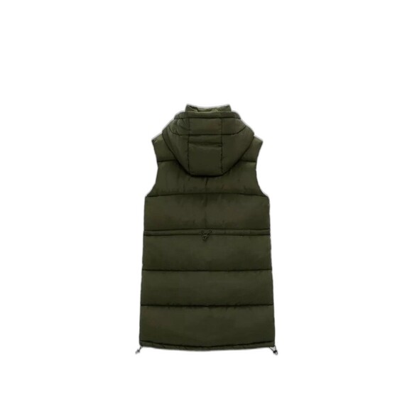 Zara Womens KHAKI Green Puffer Padded Gilet Bodywarmer Sleeveless Coat- Size M - Picture 2 of 12